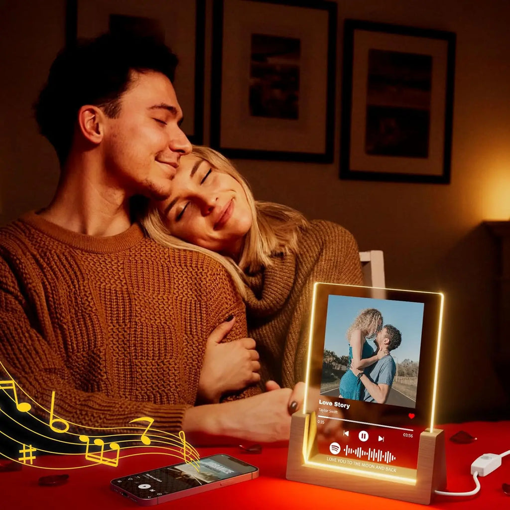 Customized Spotify Music Plaque Gifts For Anniversary Valentine Day Personalized Acrylic Photo Frame Lamp Copule Romantic Gifts